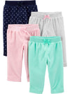 Simple Joys By Carter'S Baby Girls' 4-Pack Fleece Pants, Aqua Green/Light Grey/Light Pink/Navy Dots, 3-6 Months