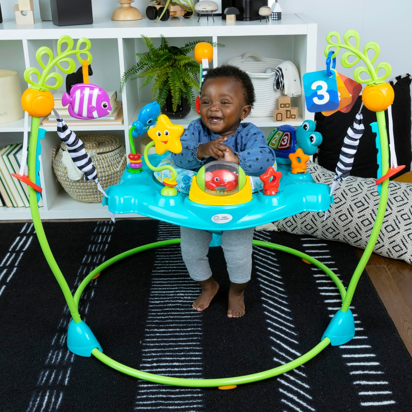 Baby Einstein Ocean Explorers Curiosity Cove 2-in-1 Educational Activity Jumper and Floor Toy, Max weight 25 lbs., Ages 6 Months