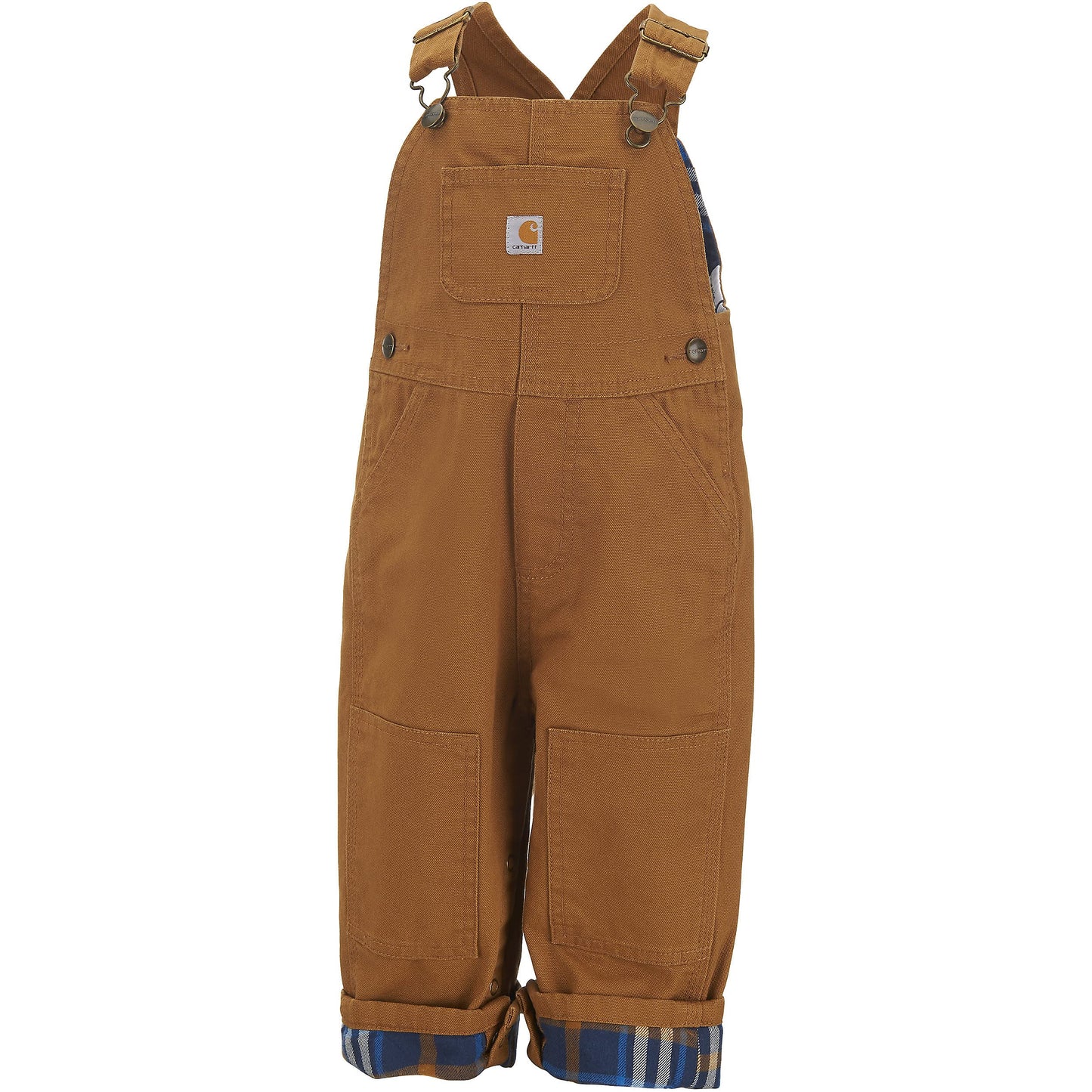 Carhartt Little Boys Washed Canvas Flannel Lined Bib Overall, Carhartt Brown, 3T