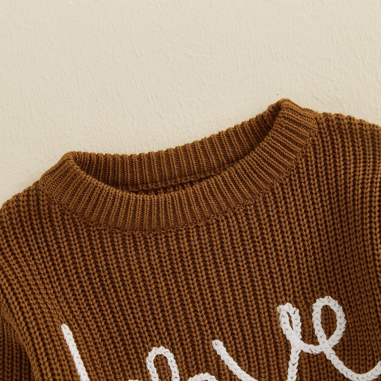 Nokpsedcb Baby Girl Cute Long Sleeve Heart Flowers Embroidery Oversized Sweater Toddler Valentine Outfit (Brown Love Flower, 3-4