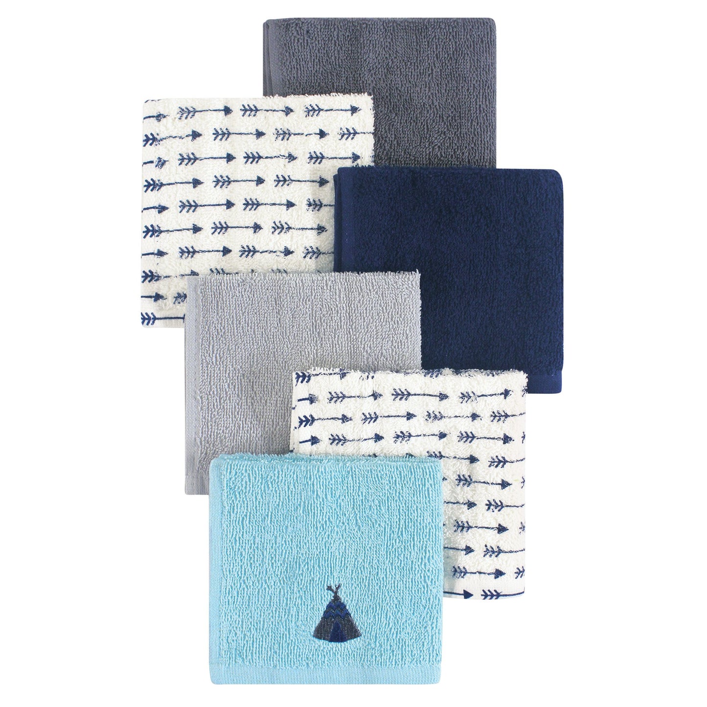 Hudson Baby Unisex Baby Super Soft Cotton Washcloths, Teepee, One Size