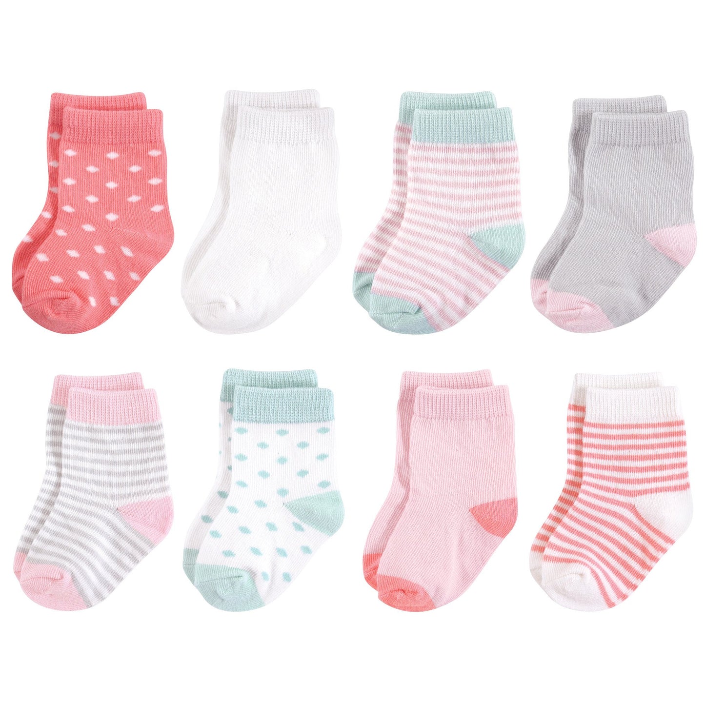 Touched By Nature Baby Organic Cotton Socks, Coral Mint, 12-24 Months