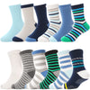 Antsang Baby Boys Grips Socks Kids Toddlers Infants Non Slip/Anti Skid Crew Cotton Socks 12 Pairs (Blue Striped(12 Pairs),3-5 Y)