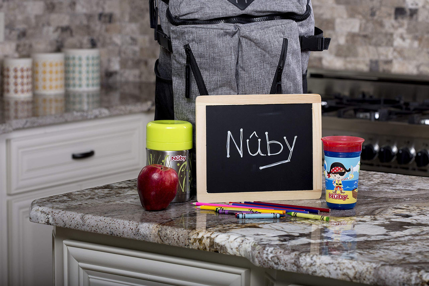 Nuby 360 Degree Easy Sip 3D Grip Wonder Cup With Printed Silicone Sleeve, 10 Oz, Whale