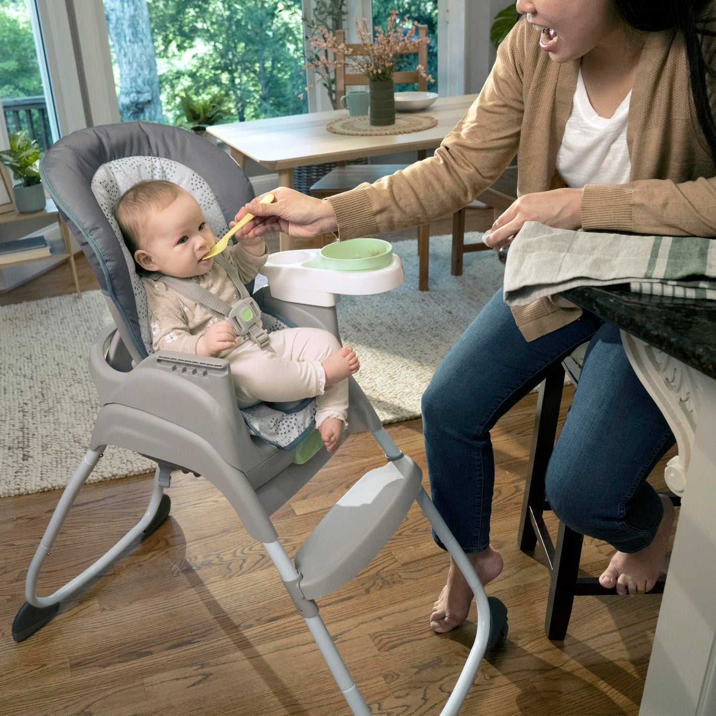 Ingenuity Full Course 6-In-1 High Chair - Baby To 5 Years Old, 6 Convertible Modes, 2 Dishwasher Safe Trays - Astro, 13108