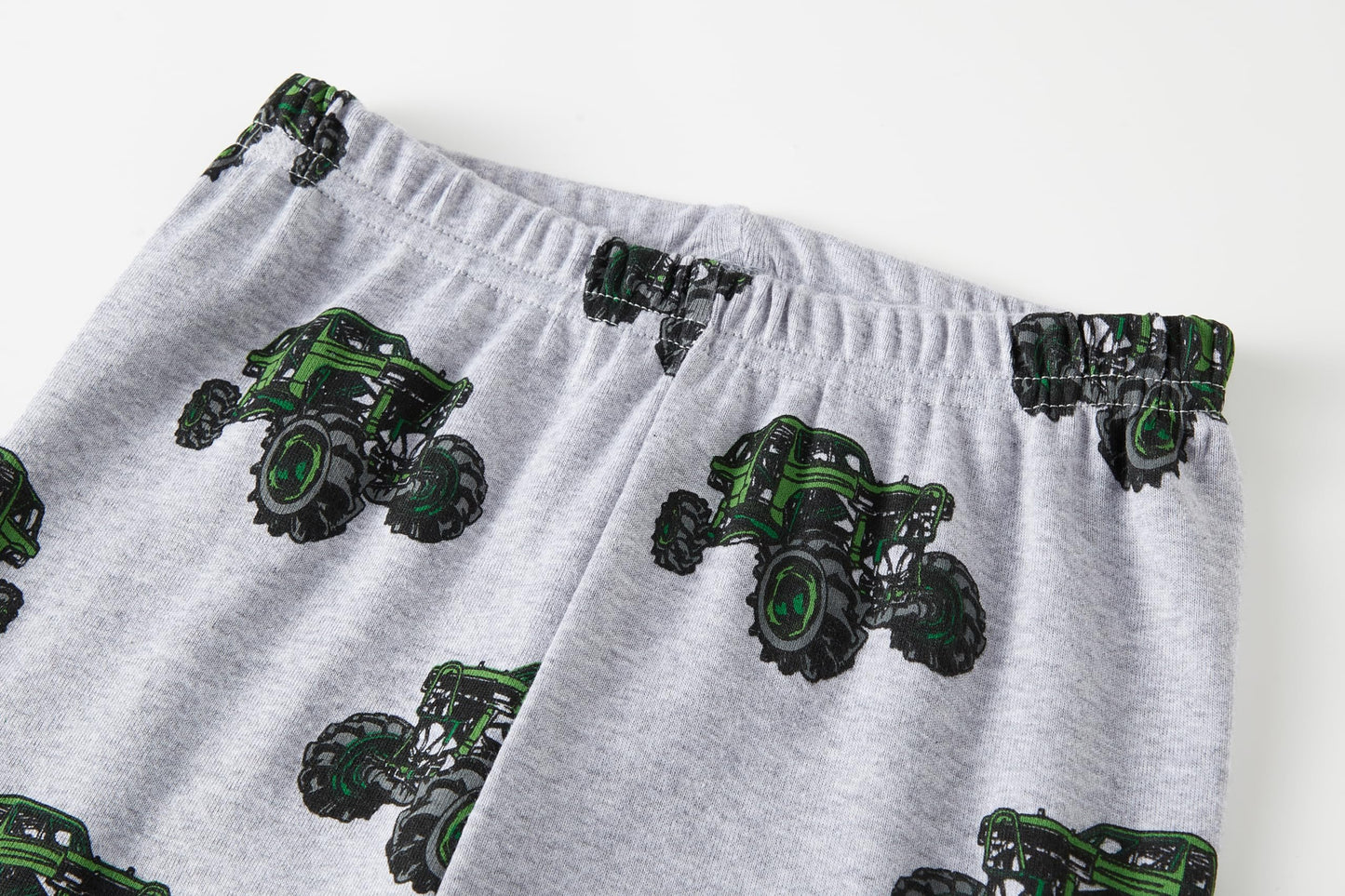 Popshion Toddler Boy Monster Truck Pajamas Long Sleeve Cotton 2 Piece Pjs Christmas Pajama Set Grey Sleepwear Kids Winter Pj 8T