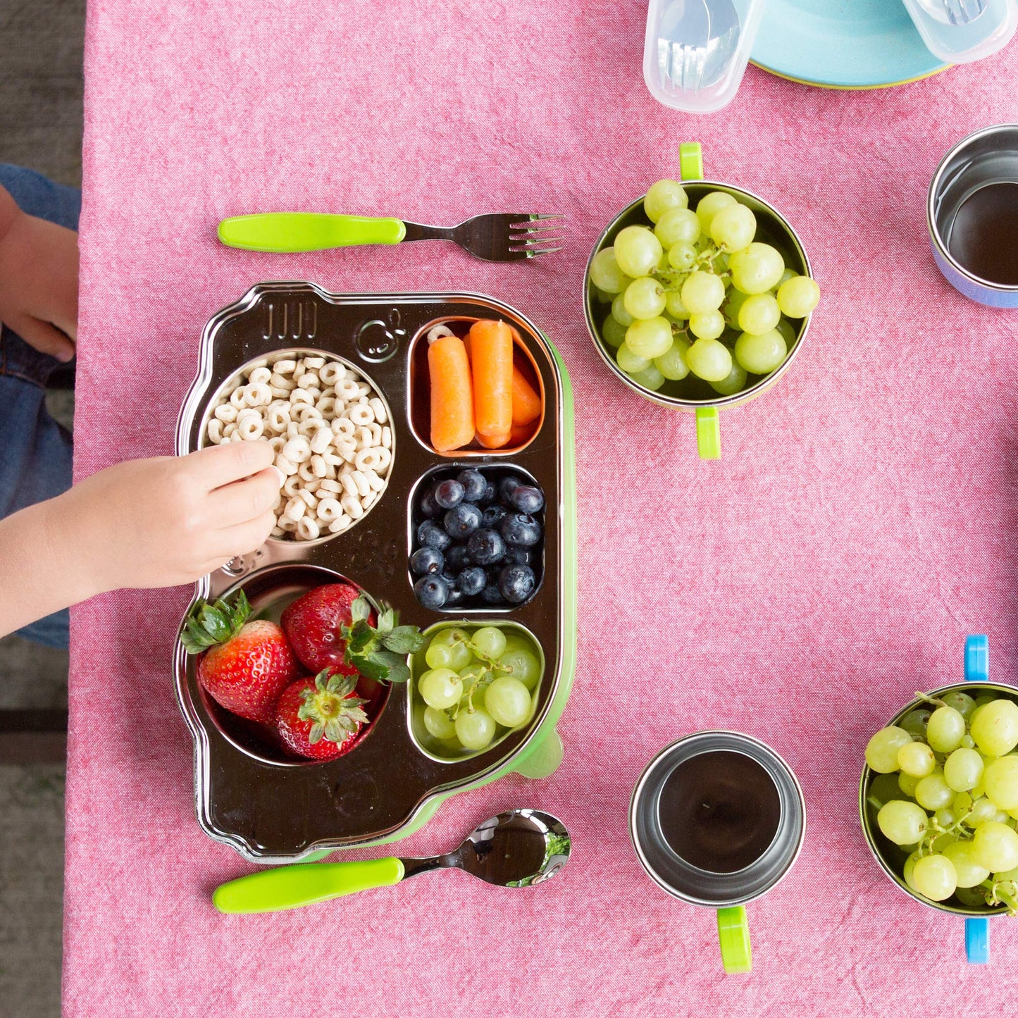 Innobaby Din Din Smart Stainless Steel Cup (9 Oz) With Handle For Babies, Toddlers And Kids. Bpa Free, Green