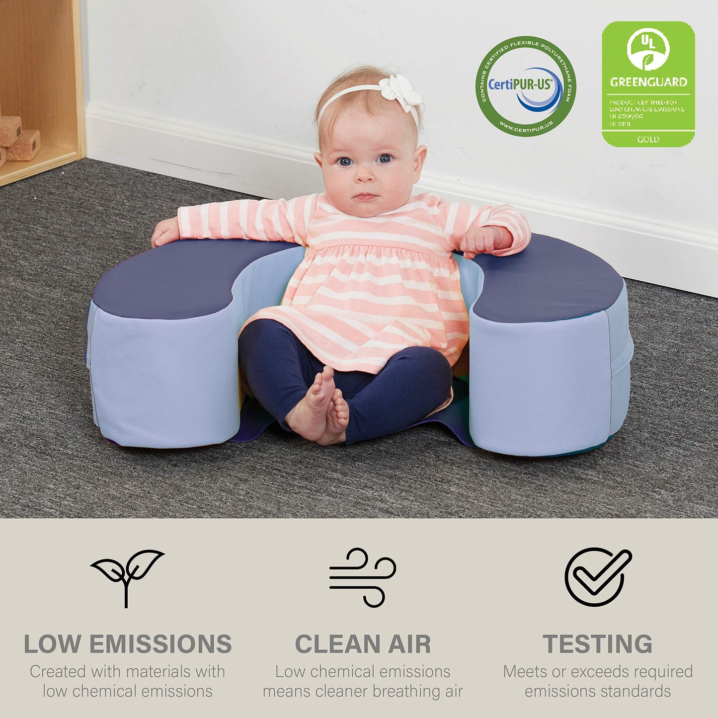 Factory Direct Partners 10423-Nvpb Softscape Sit And Support Ring For Babies And Infants, Cushioned Foam Floor Seat With Non-Sli