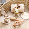 New Born Baby Gift Basket, Baby Boys Girls Shower Gifts With Wooden Lion Rattle, 6Pcs New Born Essentials Bath Set With Baby Bru