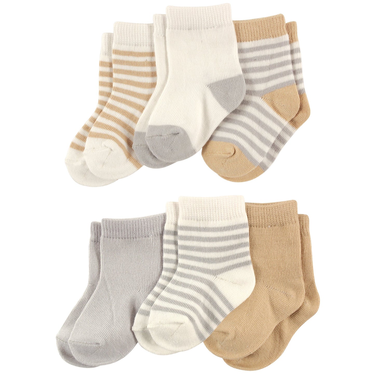 Touched By Nature Baby Boys Organic Cotton Casual Socks, Neutral Stripes, 0-6 Months Us