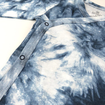 Honestbaby 3-Pack Organic Cotton Long Sleeve Side-Snap Kimono Onesies Bodysuits, Tie Dye Blues, 6-9 Months