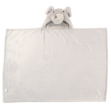 Hudson Baby Unisex Baby And Toddler Hooded Animal Face Plush Blanket, Elephant, One Size