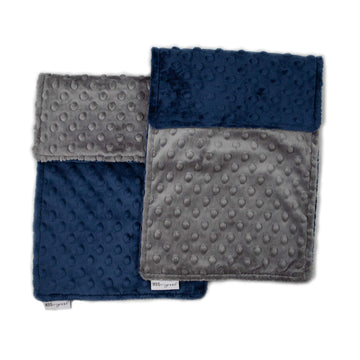 Meg Original Navy Blue & Charcoal Baby Boy Minky Dot Burp Cloths, Set Of Two