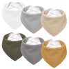 Susurration Muslin Baby Drool Bibs 6Pack Soft Triangular Adjustable Baby Bandana Bibs For Unisex Girls & Boys (Basic)