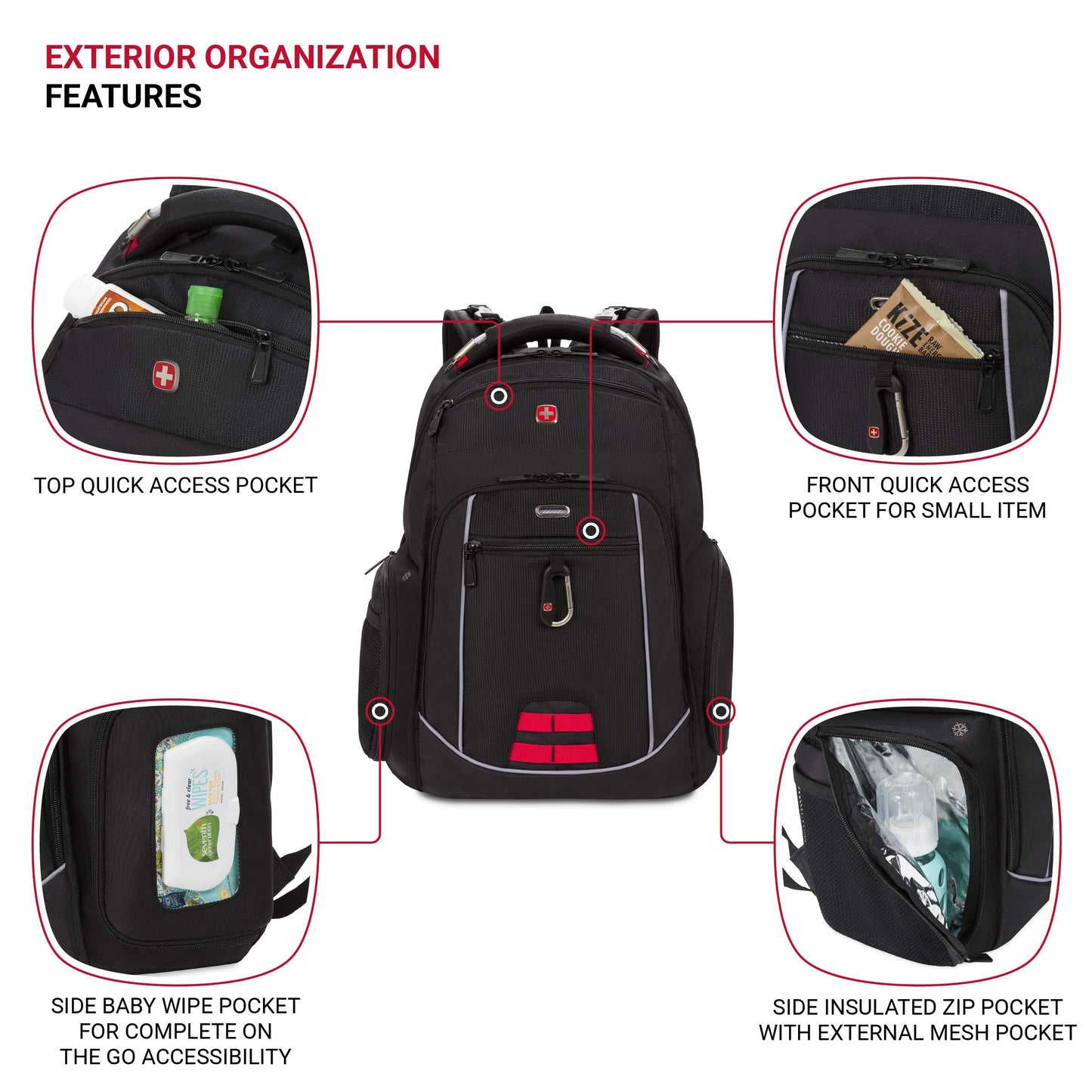 Swissgear Travel Diaper Bag Backpack, Black, 17.5-Inch