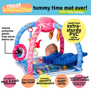 Splashin'Kids Baby Water Play Mat Activity Center Gym Tummy Time Overhead Toys Water Mat Baby Toys Infant Toys Sensory Toy Playm