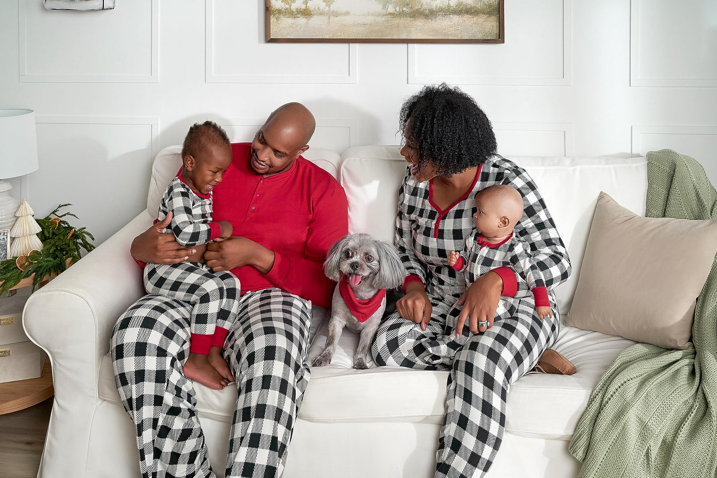 Gerber Baby Holiday Family Matching Pajamas, Black/Red Buffalo Check, 12 Months