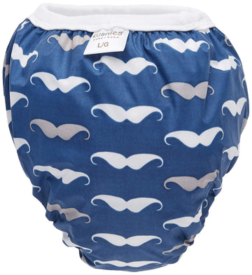Kushies Baby Waterproof Training Pant (33-38 Pounds), Navy Mustache, Large