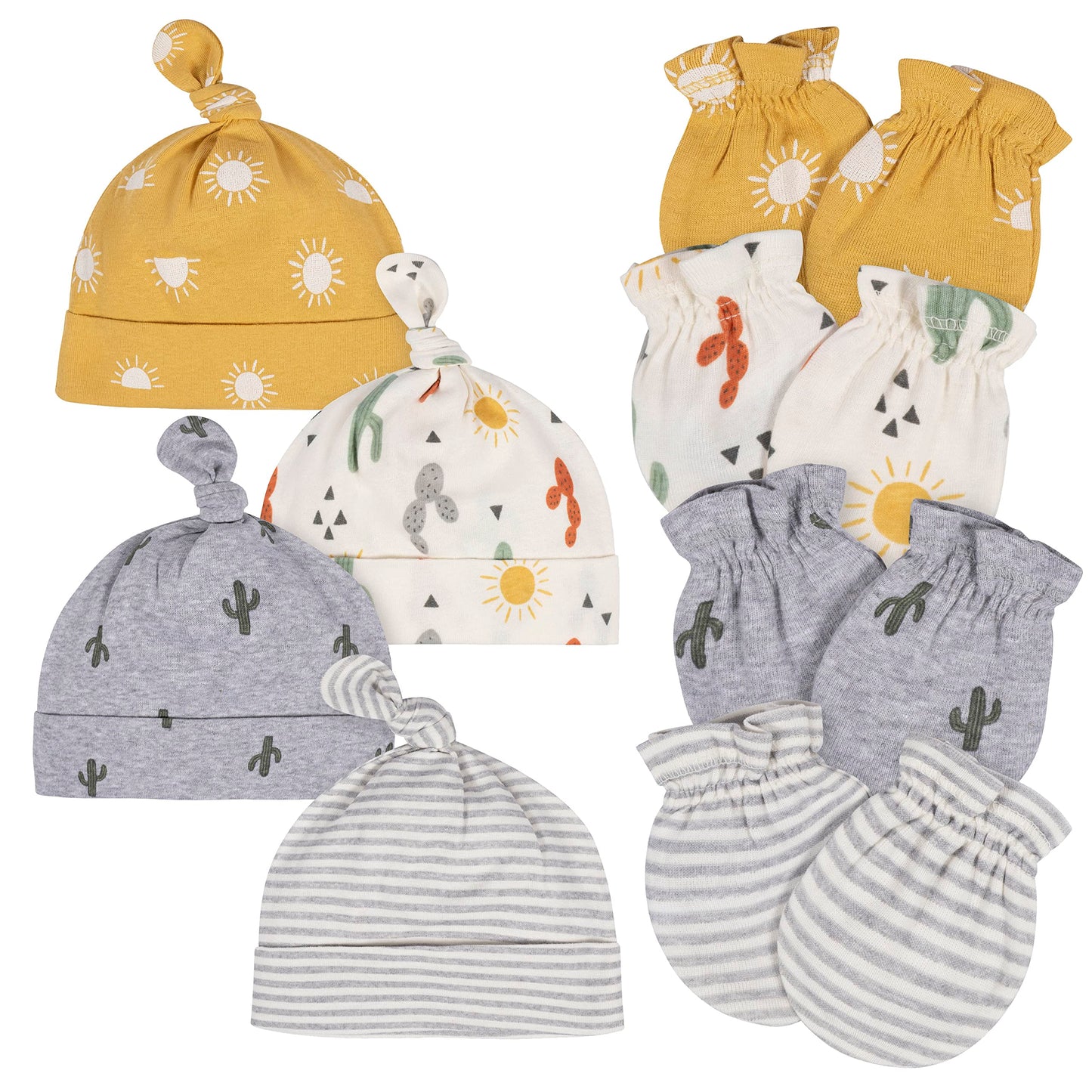 Gerber Baby 8 9-Piece Cap And Mitten Sets, Southwest, 0-3 Months