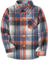 Sangtree Boys Long Sleeves Flannel Plaid Button Down Shirt Tops Orange Blue, 18-24 Months = Tag 90