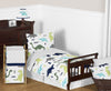 Navy Blue And Green Modern Dinosaur Boys Or Girls 5 Piece Toddler Bedding Comforter Sheet Set