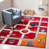 SAFAVIEH Area Rug 8x10 - Carousel Kids Collection - Large - Red & Ivory, Neighborhood Design, Non-Shedding & Easy Cleaning, Idea