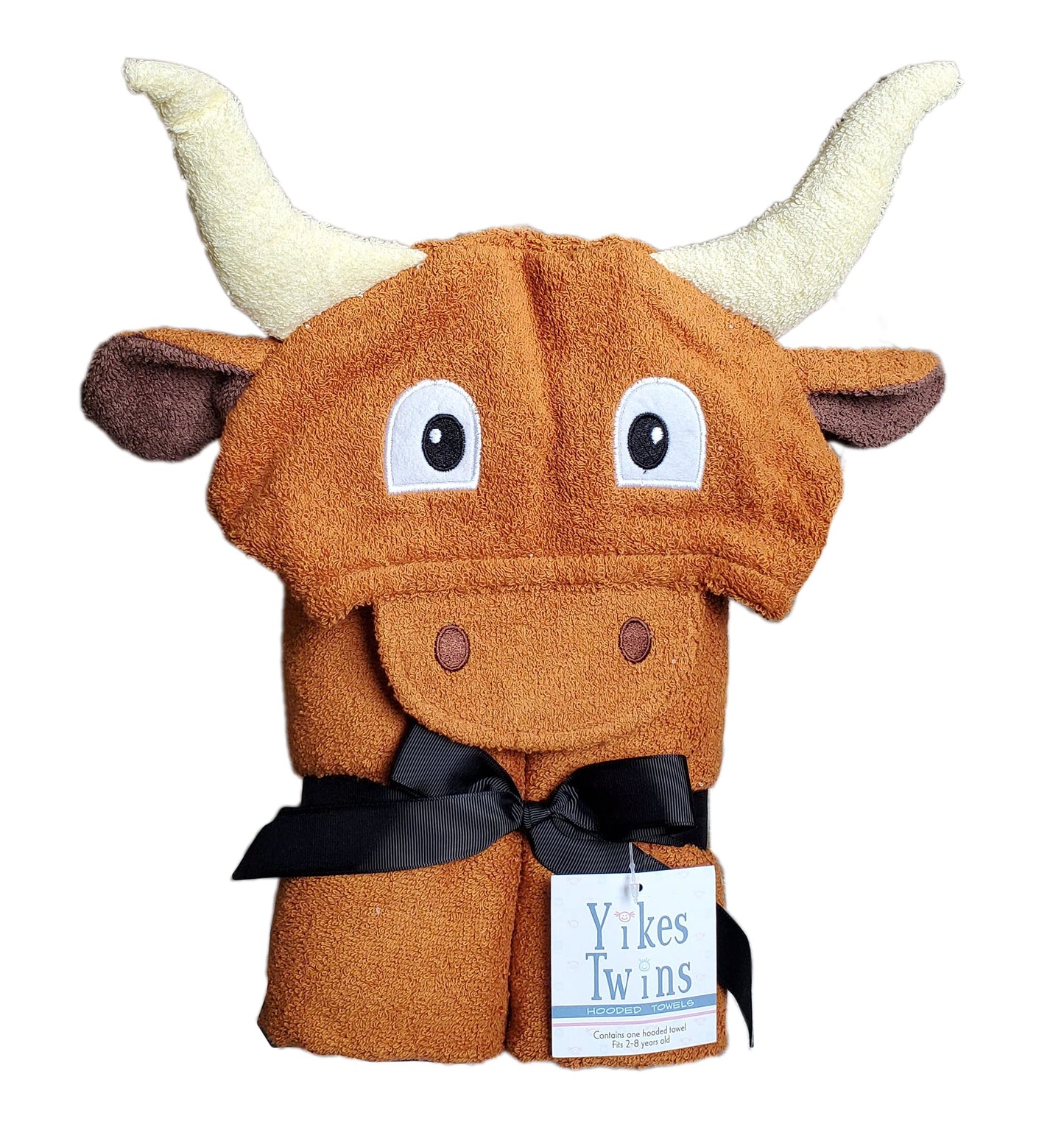 Yikes Twins Hooded Baby Towel for Kids 2-8 | Large 100% Cotton Baby Towel for Girls or Boys | Unisex Cute Texas Longhorn Bath To