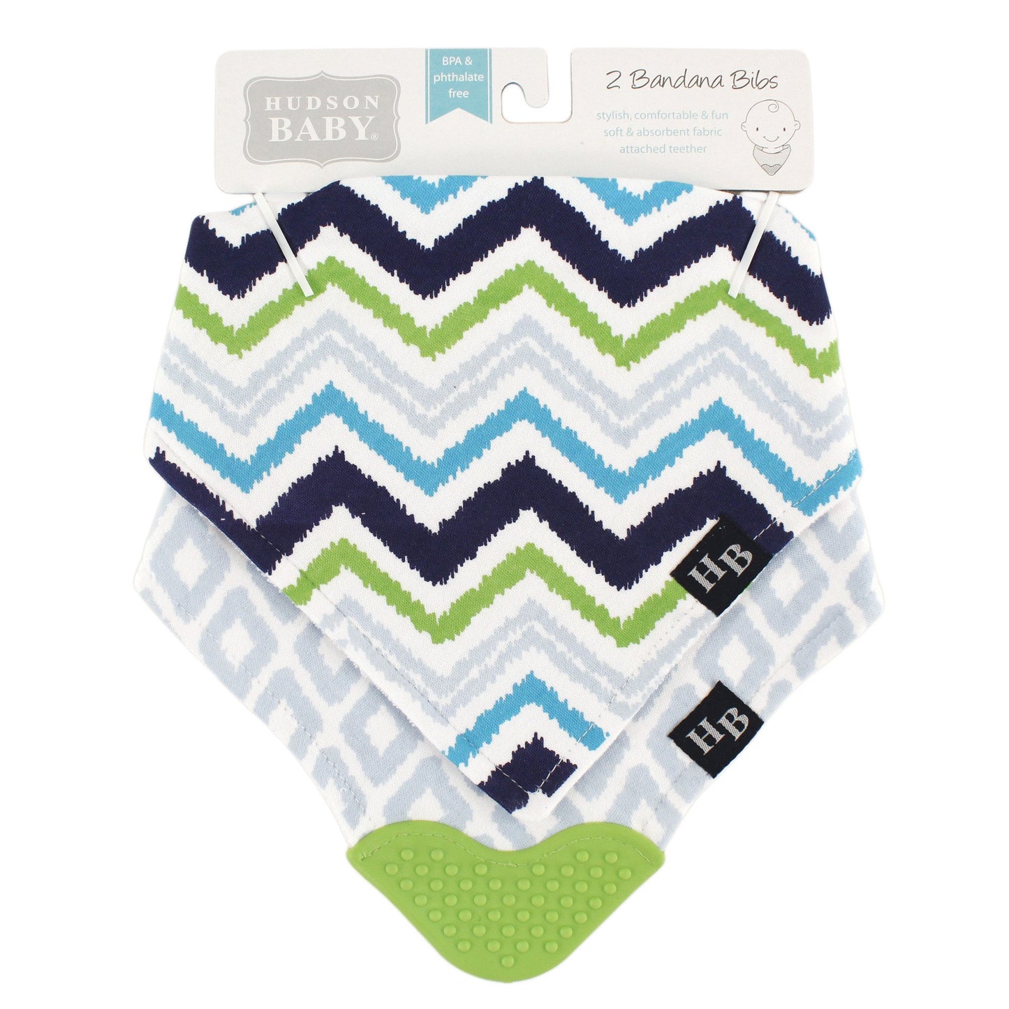 Hudson Baby Unisex Baby Cotton Bandana Bibs, Chevron, One Size