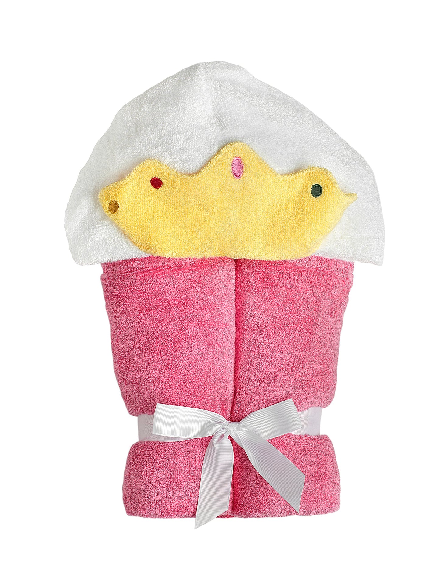 Yikes Twins Hooded Baby Towel for Kids 2-8 | Large 100% Cotton Baby Towel for Girls in Pink | Cute Princess Bath Towels for Babi