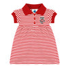 College Baby Striped Game Day Polo Dress With Bloomer - Wisconsin Badgers Standing Bucky Logo - Red/White - 0-3 Months
