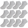 Booph 12 Pairs Kids Ankle Socks Boys Girls Half Cushion Socks 9-12 Years Grey