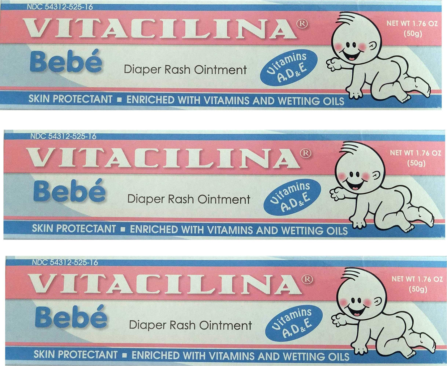 Vitacilina Bebe Diaper Rash Ointment 1.76 Ounces. 3 Pack