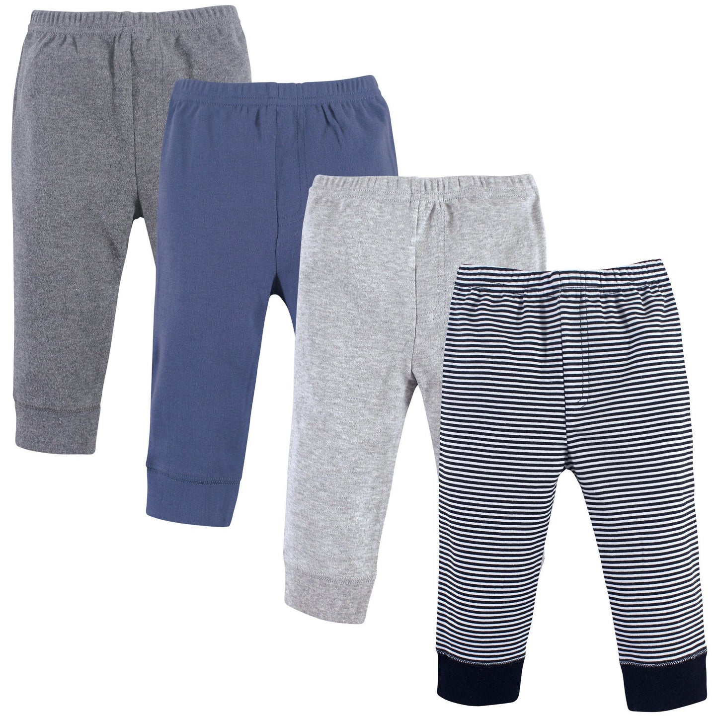 Luvable Friends Unisex Baby Cotton Pants, Black Stripe 4-Pack, 12-18 Months
