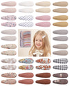 Doboi 40 Pcs Floral Print 2.2 Inches Hair Clips And Bows For Baby Girls - Non-Slip Snap Barrettes And Hair Accessories