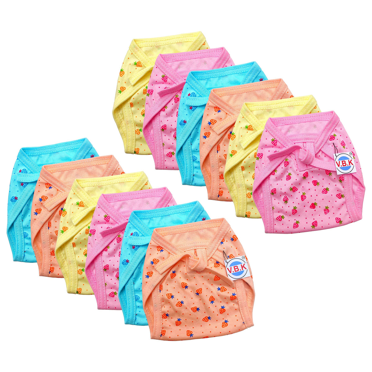 V.B.K Baby Boys And Baby Girls Nappy (Langot) (Cloth Diaper), Pack Of 12, Pure Organic Hosiery Cotton Soft Fabric (03 Months)