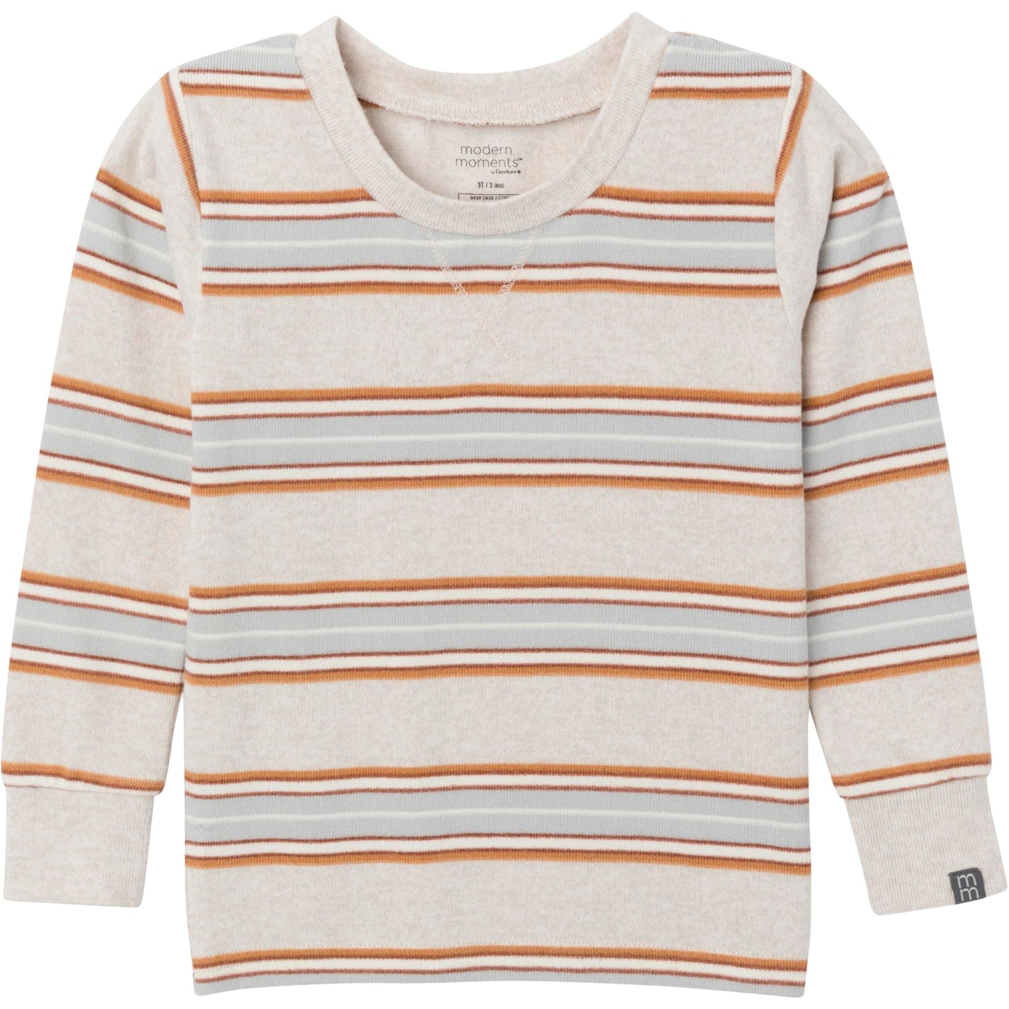 Modern Moments By Gerber Baby Hacci Snug Fit 2-Piece Pajama Set, Oatmeal Heather Stripe, 12 Months