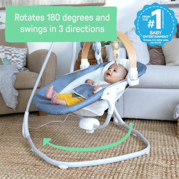 Ingenuity Simplecomfort Compact Soothing Swing, Rotating Bar, Rotating Seat, 6 Speeds, For Ages 0-9 Months, Up To 20 Pounds - Ch