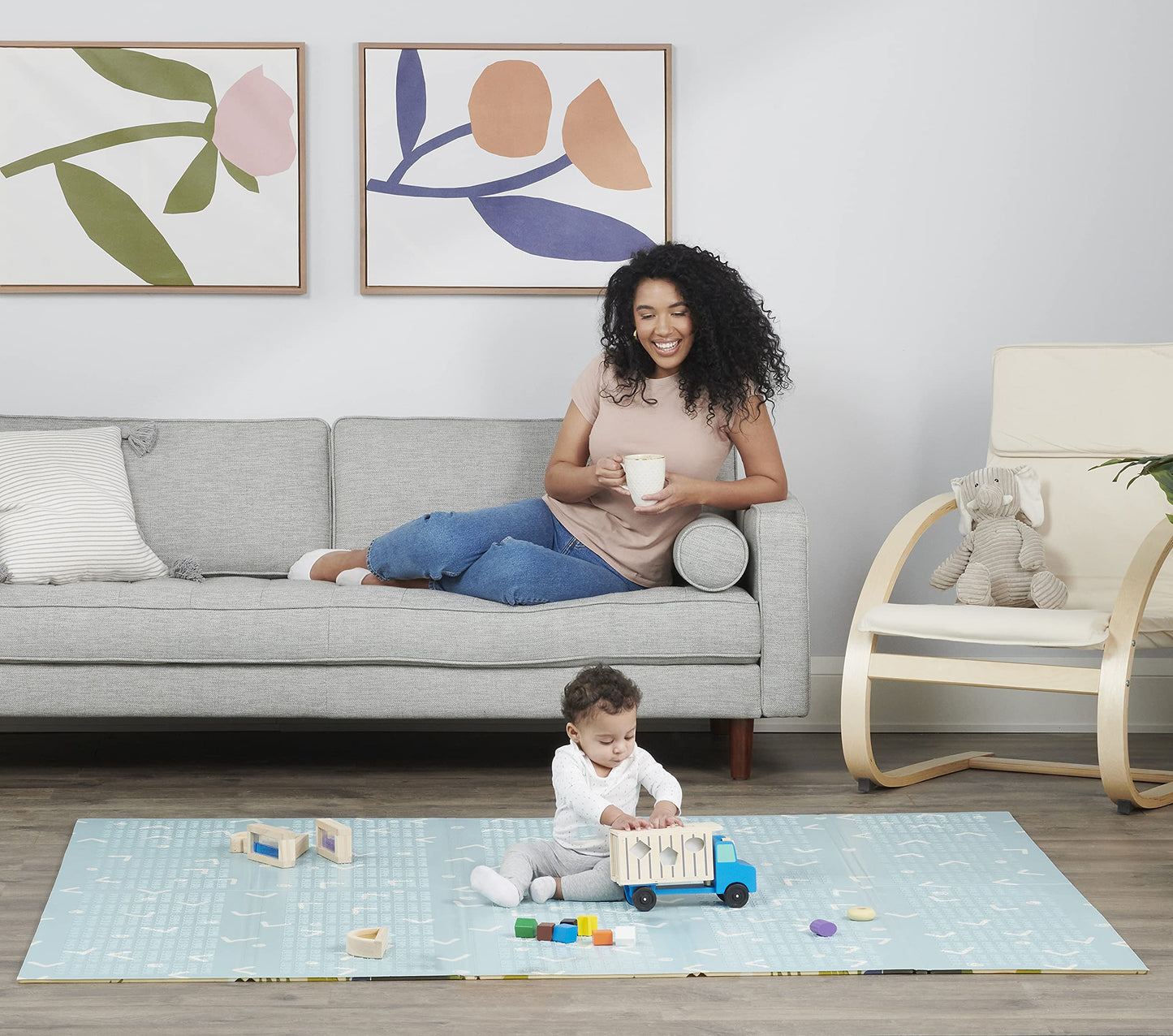 Regalo Play Mat, Foldable & Reversible, Waterproof, Blue , X-Large (Pack Of 1)