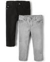 The Children'S Place Baby Boys And Toddler Stretch Skinny Jeans, Black Wash/Dove Gray Wash 2 Pack, 5T Us