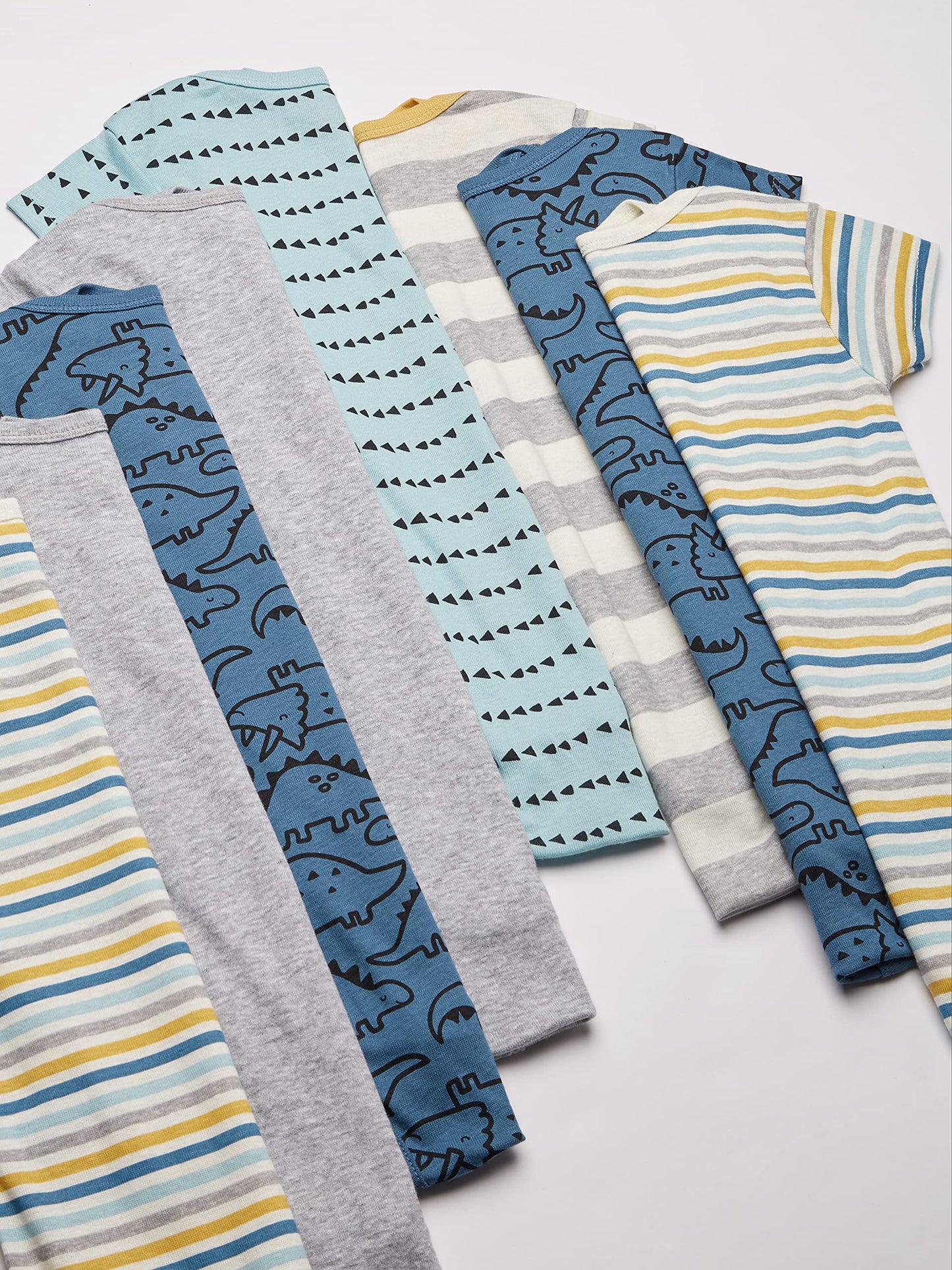 Gerber Baby Boy'S 8-Pack Short Sleeve Onesies Bodysuits, Dinosaur Blue, 6-9 Months