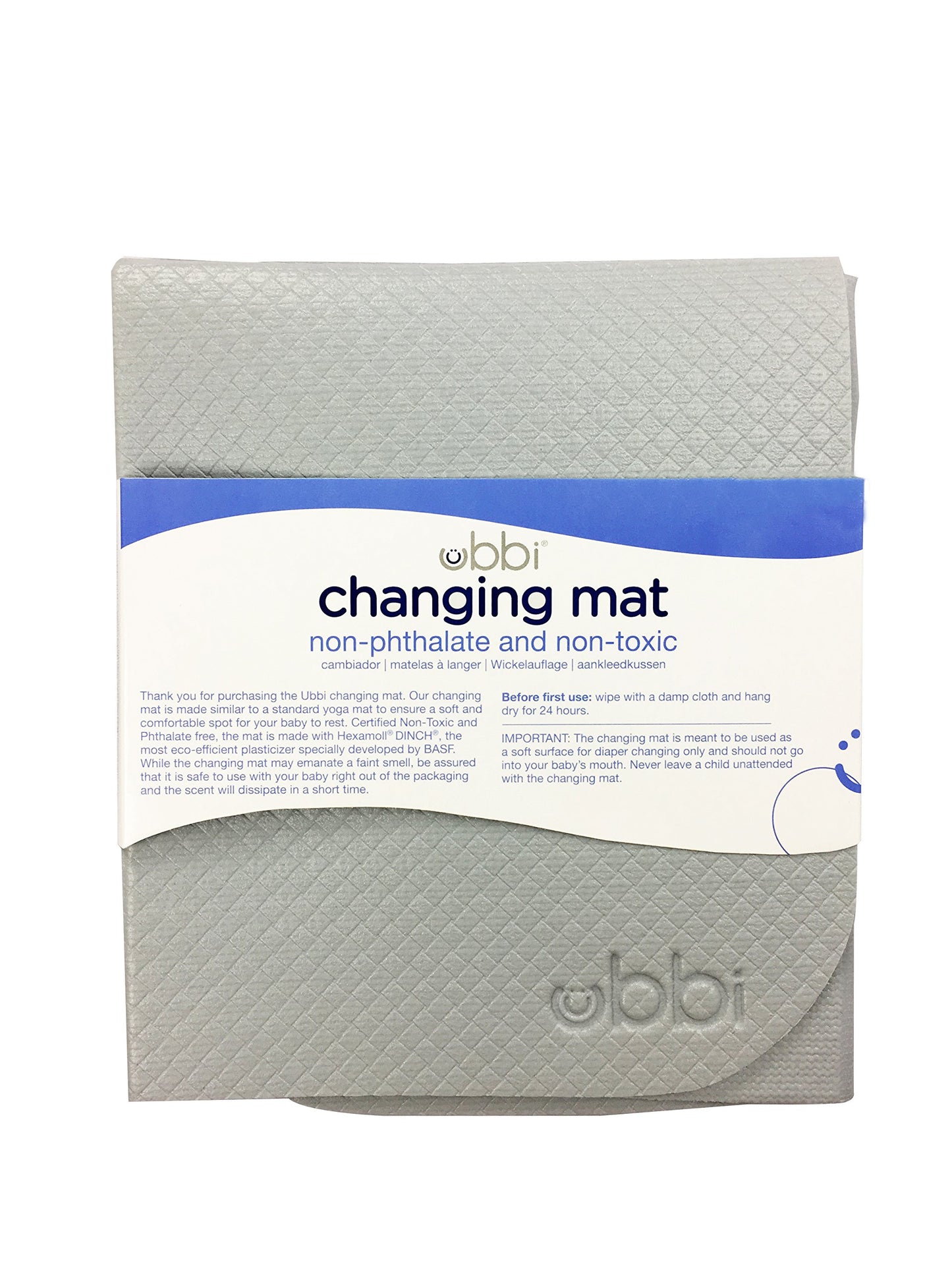 Ubbi Changing Mat, Soft And Comfortable, Easy To Clean And Carry On The Go, Yoga-Mat Feel, Gray