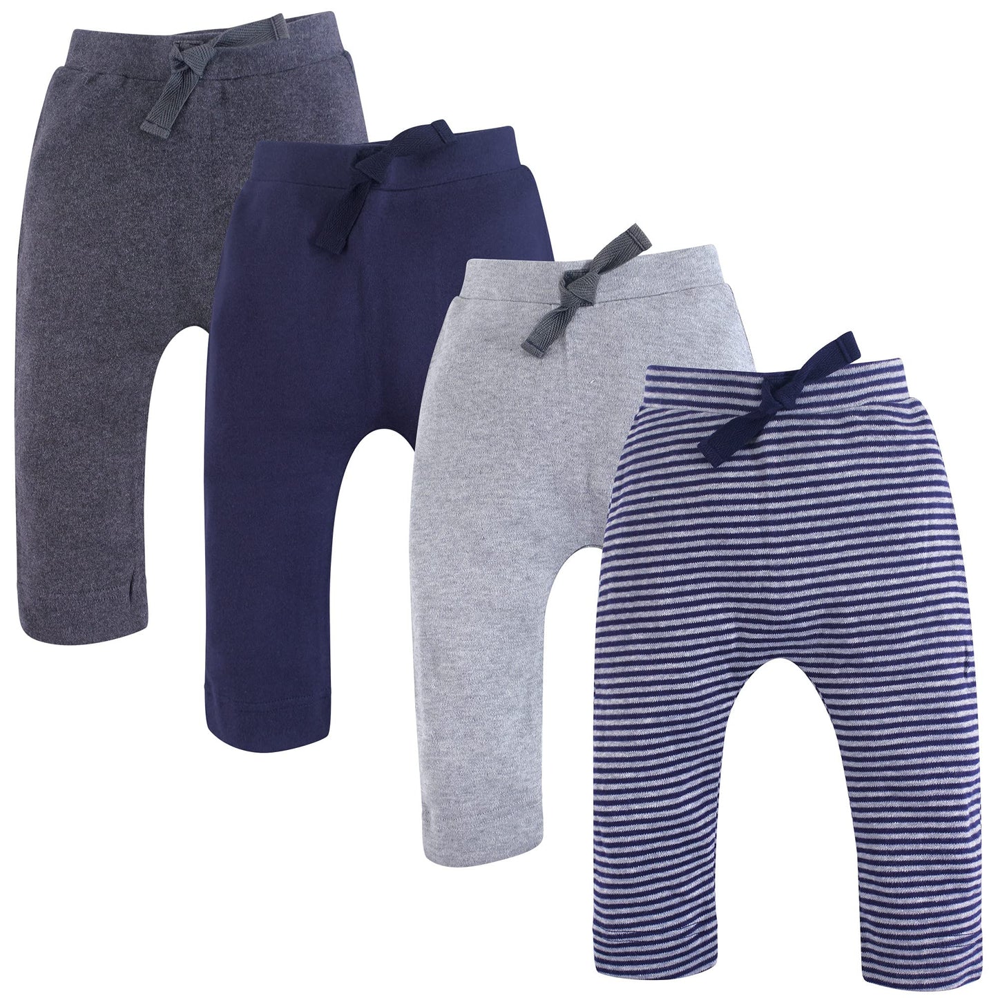 Touched By Nature Unisex Baby Organic Cotton Pants, Navy Gray, 0-3 Months