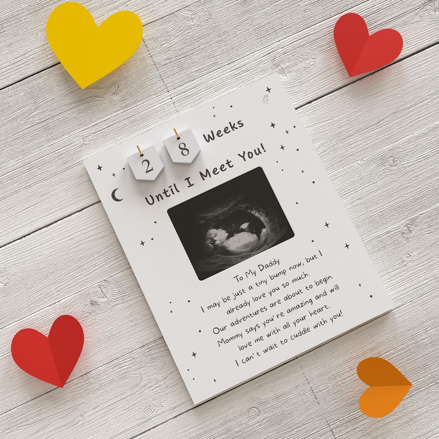 Sonogram Picture Frame Countdown Weeks For Dad - Pregnancy Announcements Ideas Sign - Standard 4'X3' Ultrasound Photo - Gender