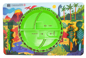 Constructive Eating Made In Usa Toddler Dining Set: Kids Placemats For Dining Table With Plate & Utensils, Perfect Toddler Gifts