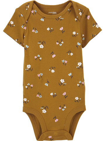 Simple Joys By Carter'S Baby Girls' Short-Sleeve Bodysuit, Pack Of 6, Multicolor/Floral/Forest Animals/Owl/Sheep, 3-6 Months