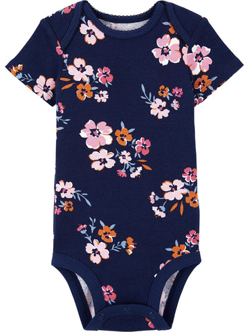 Simple Joys By Carter'S Baby Girls' Short-Sleeve Bodysuit, Pack Of 6, Multicolor/Ditsy Floral/Floral/Polka Dot/Tropical, Newborn