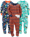 Simple Joys By Carter'S Baby Boys' 3-Pack Snug Fit Footed Cotton Pajamas, Navy Space/Rust Stripe/Turquoise Green Dogs, 4T