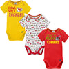 Gerber Unisex Baby Baby Boys Nfl 3 Pack Short Sleeve Onesie Bodysuit, Team Color, 18 Months