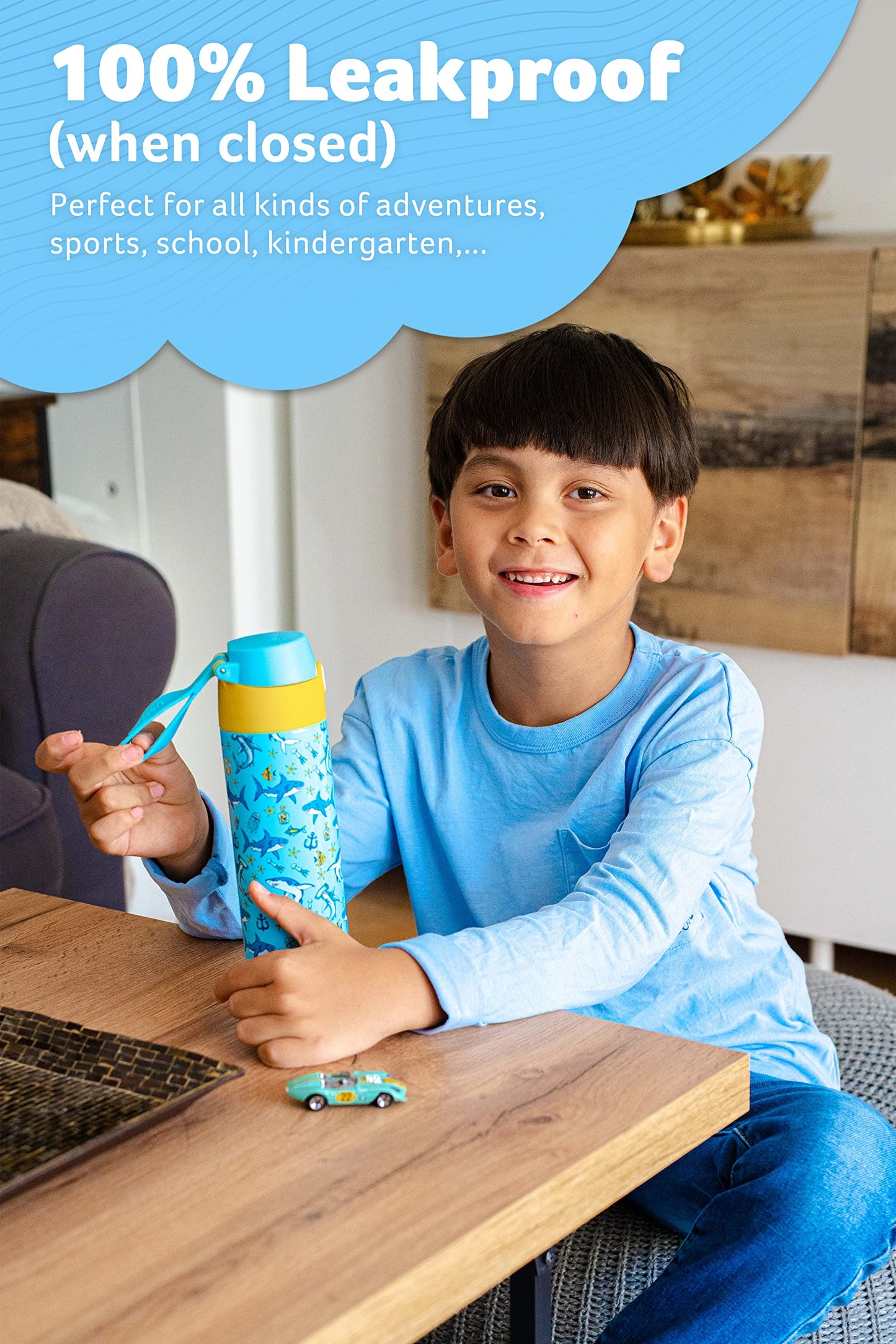 Jarlson Mali Children'S Water Bottle, Thermal Stainless Steel Water Bottle, Bpa-Free, Leak-Proof, Children'S Bottle With Chug Li