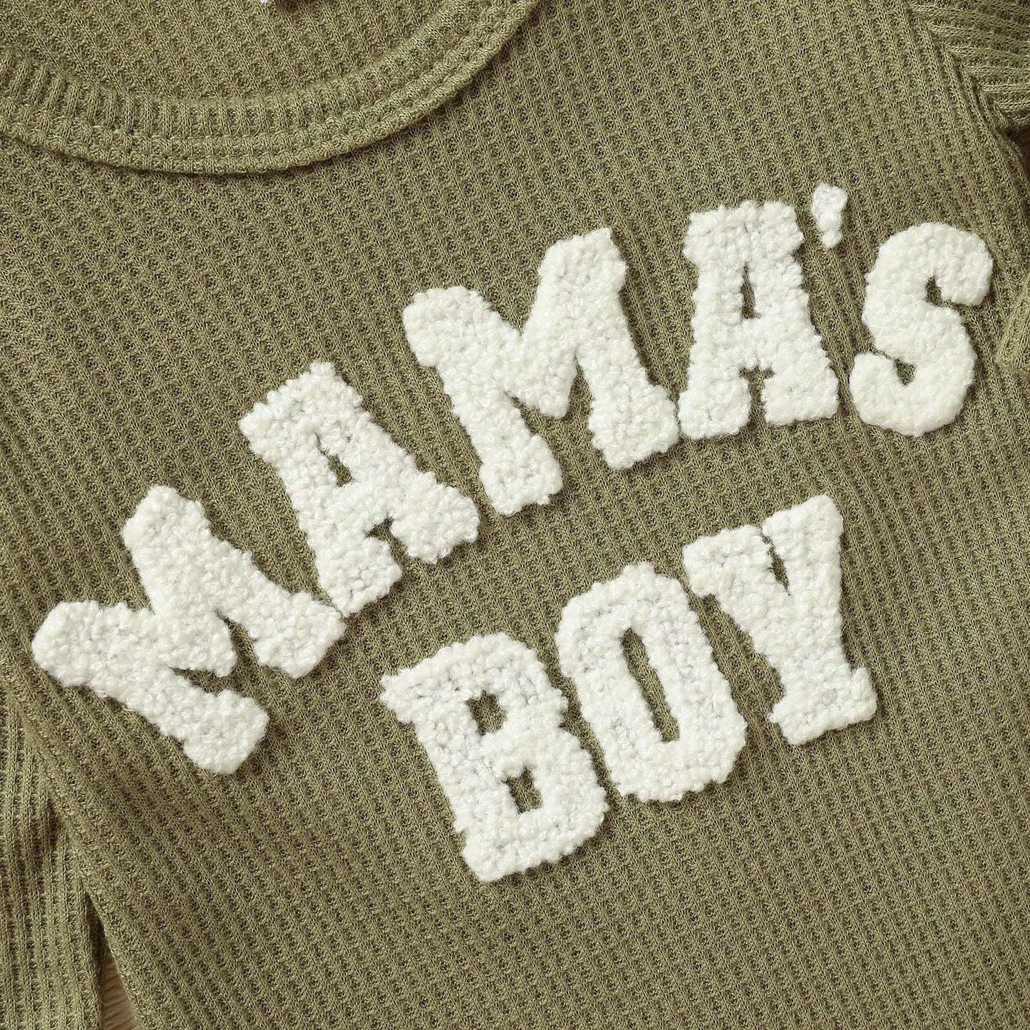 Grnshts Newborn Baby Boy Romper Waffle Coming Home Outfits Mama'S Boy Letter Jumpsuit+Hat+Gloves 3Pcs Clothes Set (Light Army Gr